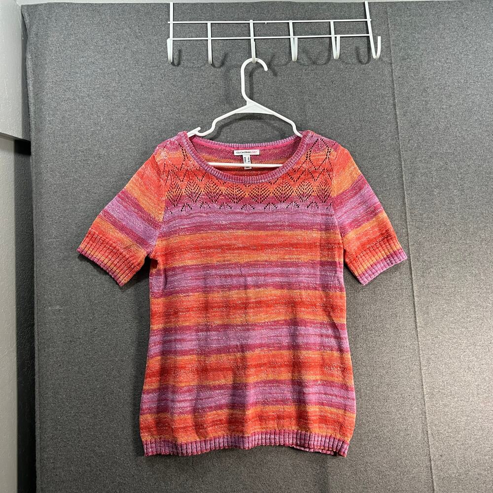 Isaac Mizrahi Live! Women Top Space Due Boat Neck Sweater Pink Size Small
